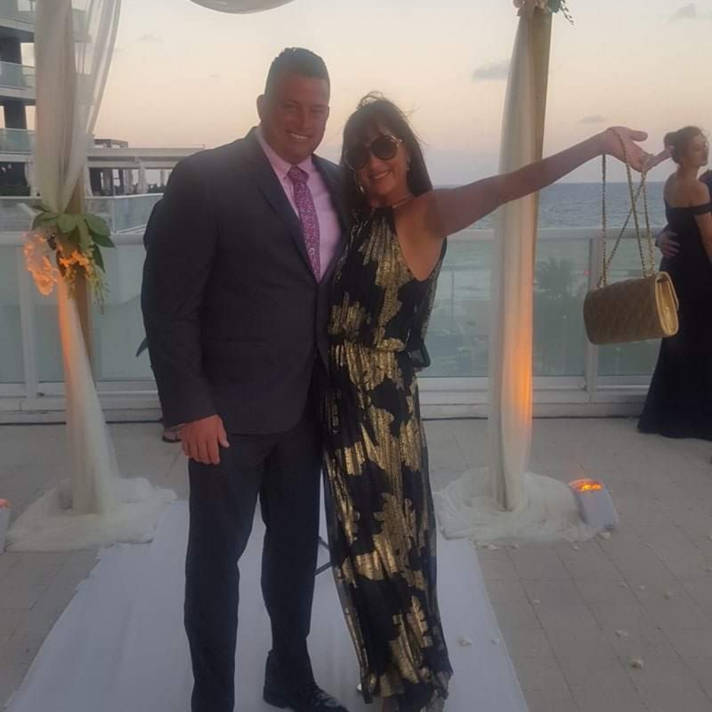 MSK navy and gold dress